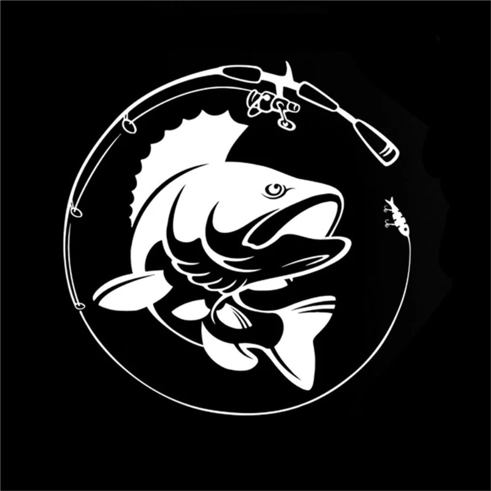 FGLFPXI 1pc Fishing Rod Fish Silhouette Flat Sticker for Car Window Truck Motorcycle Universal