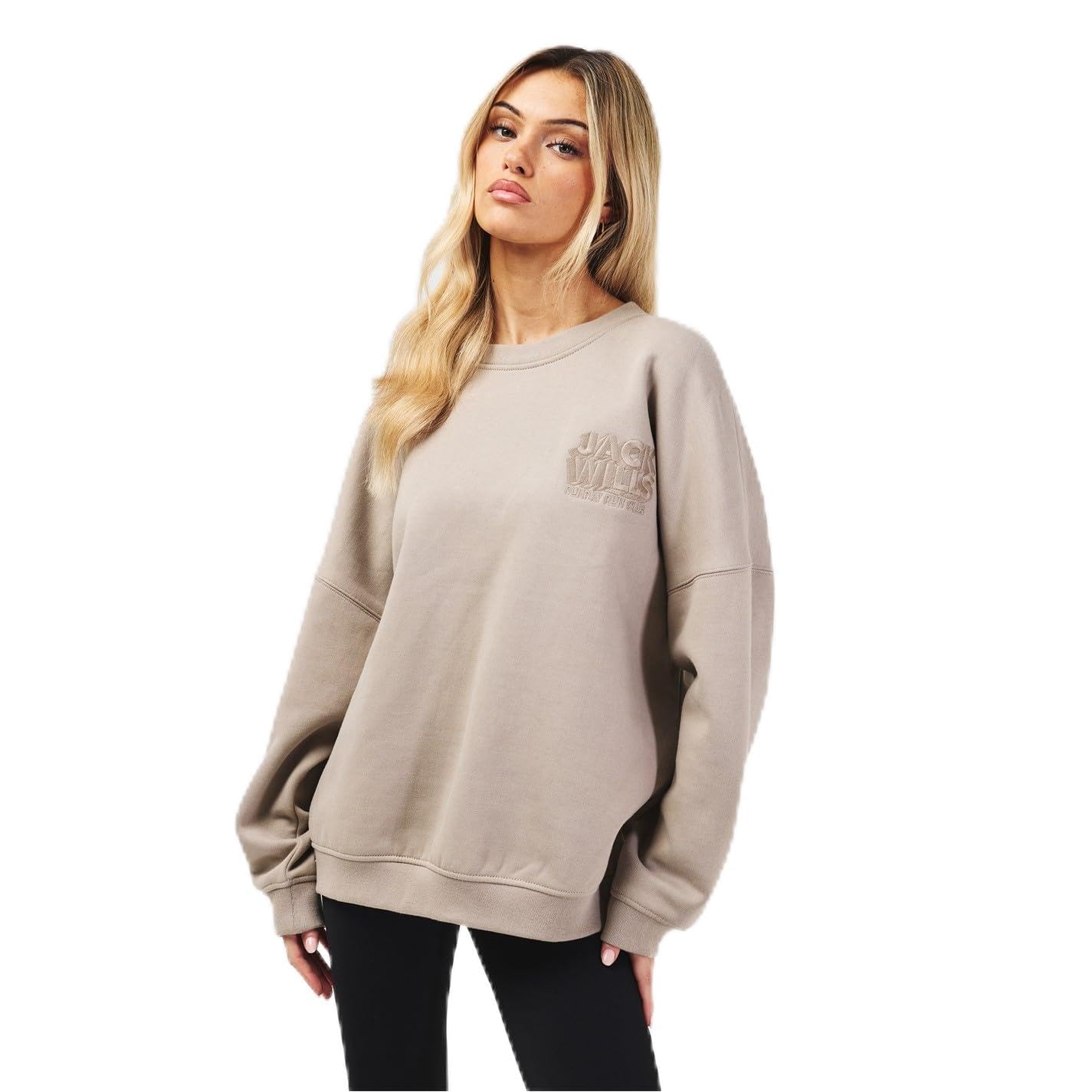 Jack Wills Women's Taupe Oversized Crew 10