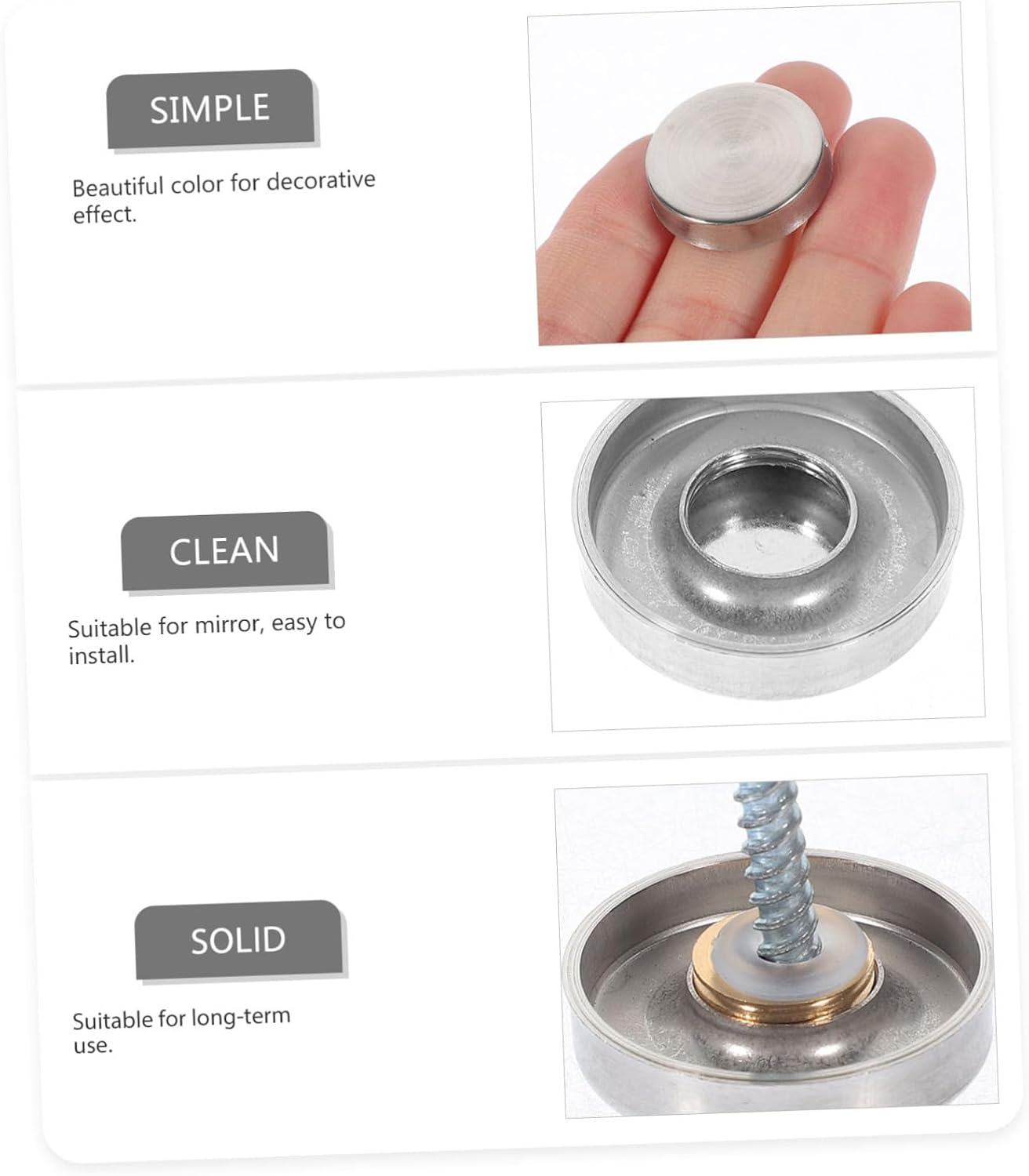 20pcs Stainless Steel Screw Caps for Glass and Signs, Silver
