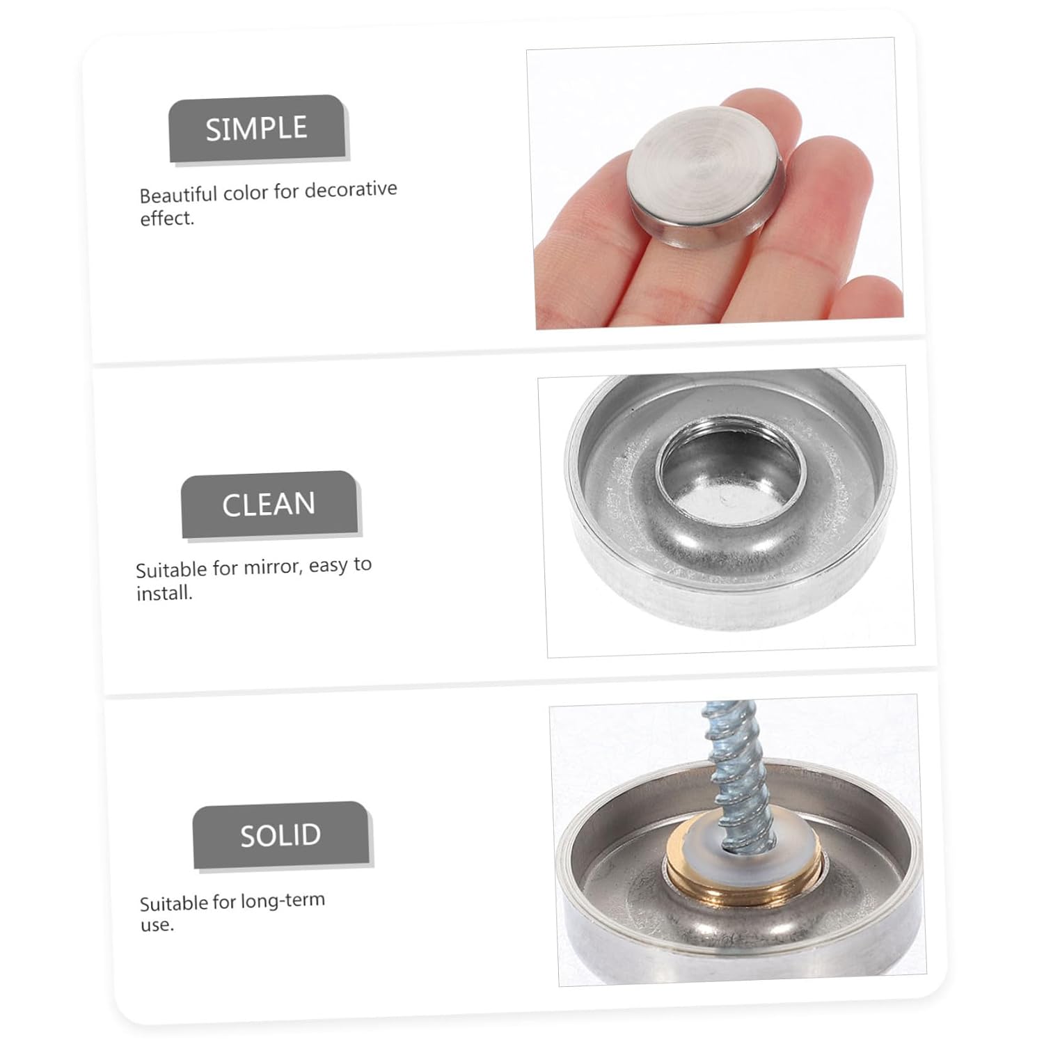 20pcs Stainless Steel Screw Caps for Glass Signs Mirror Holder