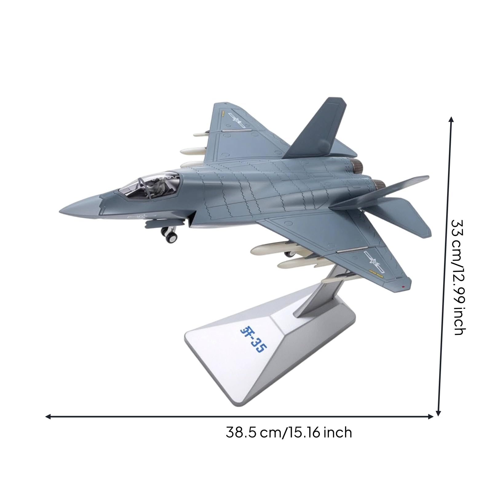 Aereo Modello Aereo Caccia Miniatura Espositore Lega Assemblato Finitura Realistica Riproduzione Fedele con Design Strutturale Definito E Piedistallo