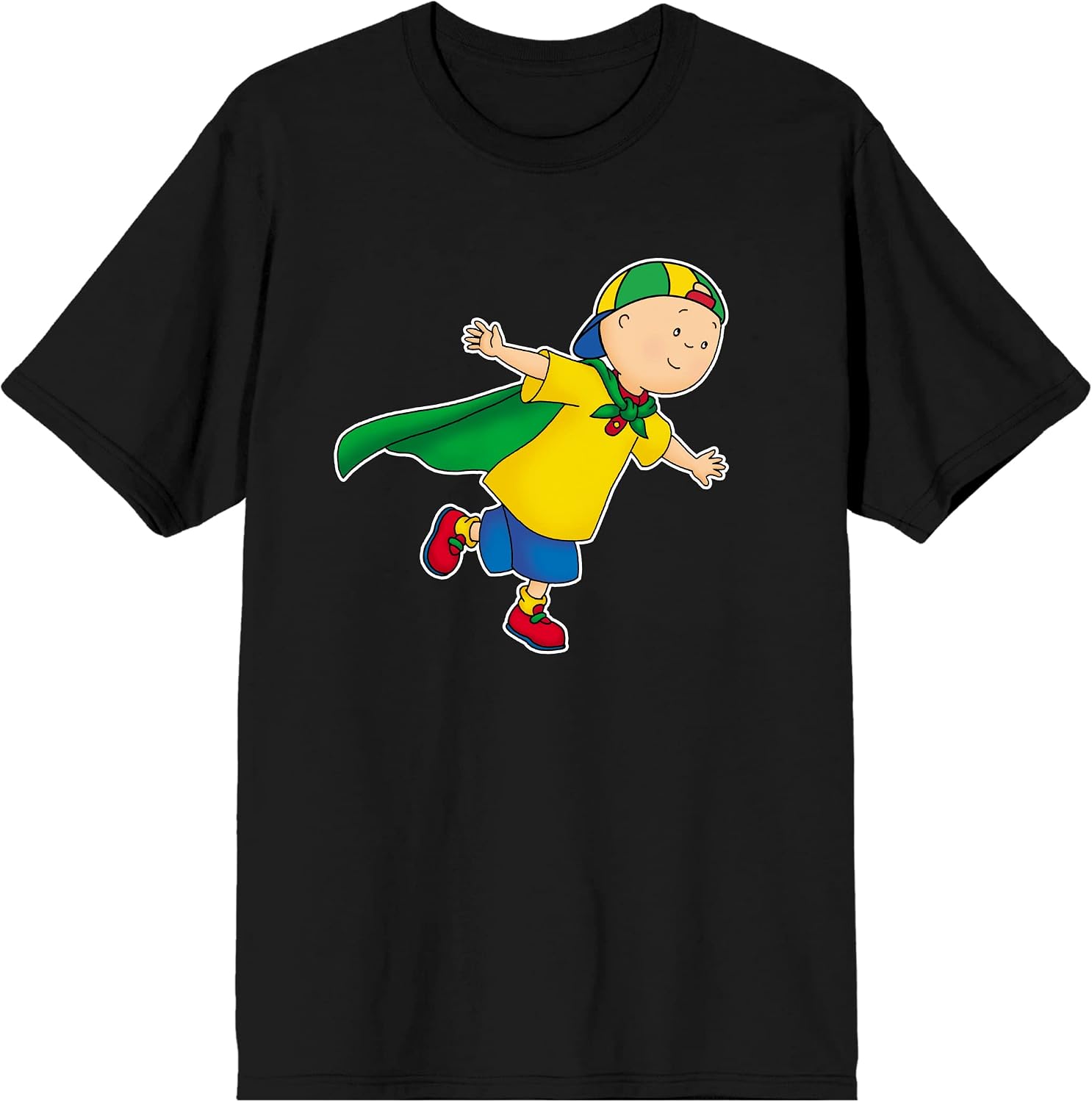 Bioworld Caillou Superhero Men's Black T-Shirt-Small