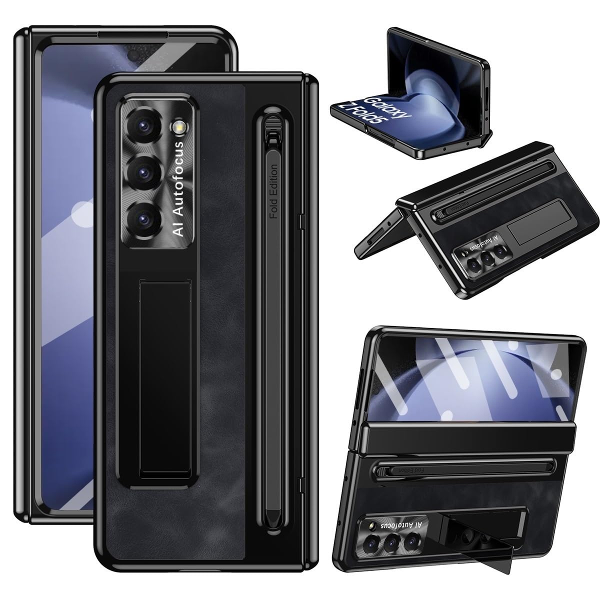 Protection charnière Samsung Fold 6 coque noire anti-rayure avec support - 8