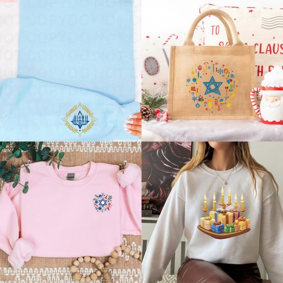 Hanukkah Iron Transfer Patch Heat Transfer Sticker Vinyl Design Iron Applique T-Shirt Clothing DIY Craft Applique Clothing Decoration (P1)
