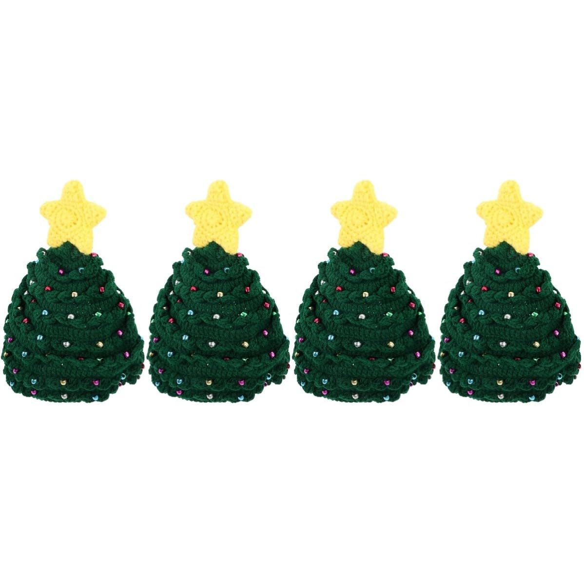 Didiseaon 4 Stück Weihnachtsbaum Häkelmütze für Damen, Warme