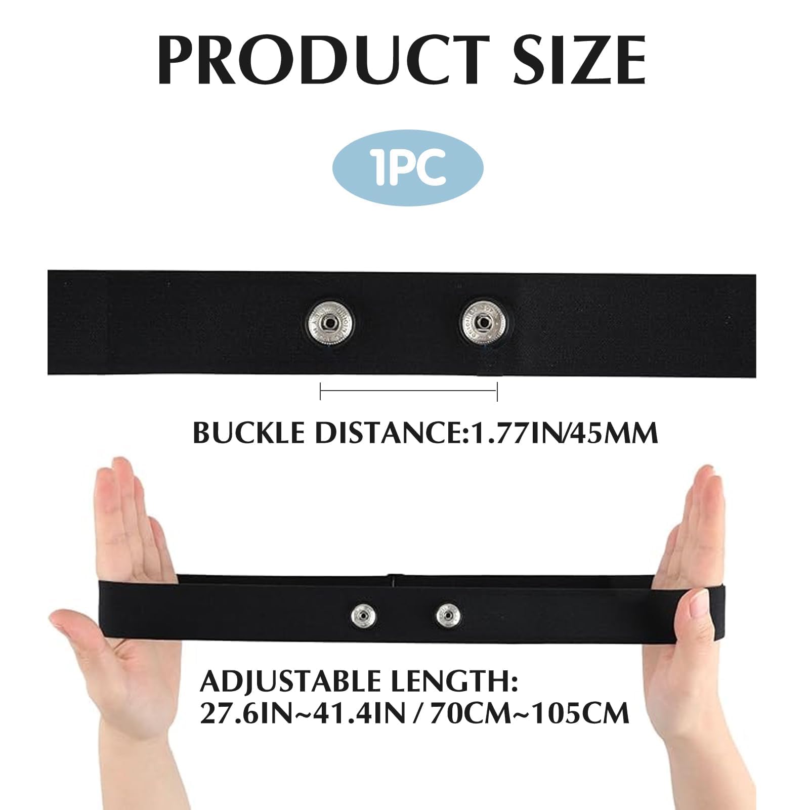 Cinturón Cardio Ajustable 70–105 cm para Sensor de Frecuencia Cardíaca, Compatible Banda Torácica de Repuesto para Deporte, Fitness, Correr y Ciclismo, Cómodo y Antisudor