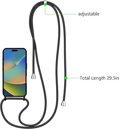 Miniatura 37 de ZTOFERA Funda para iPhone 13 Pro con correa, funda cruzada para teléfono con cordón ajustable para el cuello para el hombro, silicona suave a prueba