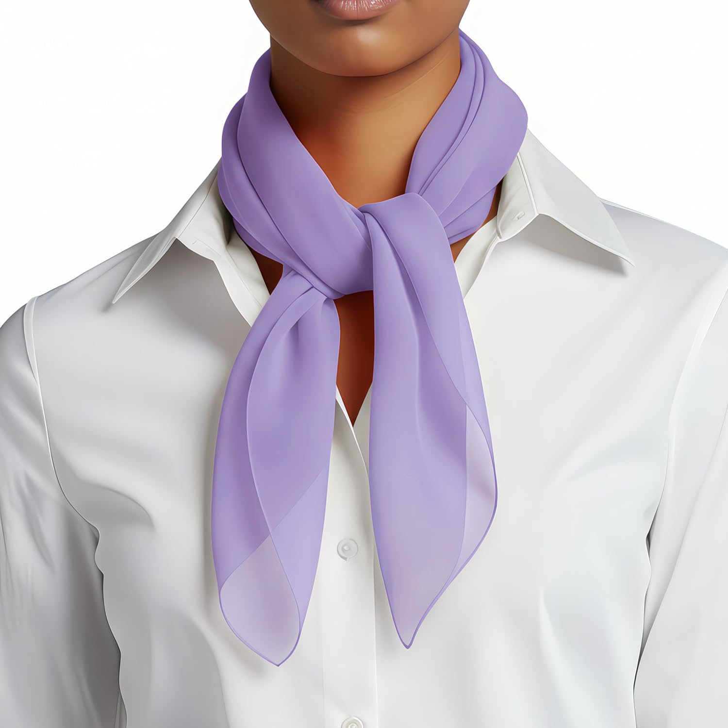 Basic Sense Women's Lilac Lightweight Chiffon Square Scarf For Retro Neckerchief Bandana & Hair Tie,