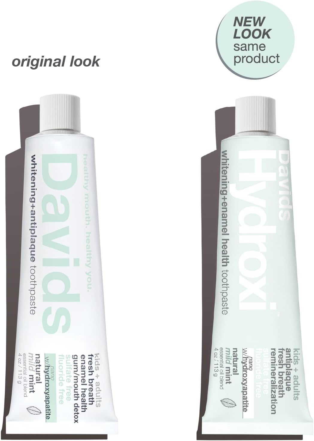 Davids Nano Hydroxyapatite Toothpaste Flouride Free Mild Peppermint 4oz image 2