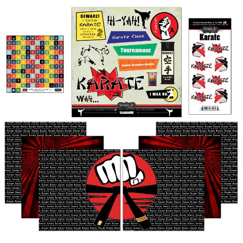 Scrapbook Customs Go Big Karate Themed Paper and Stickers Scrapbook Kit , 12 inch by 12 inch