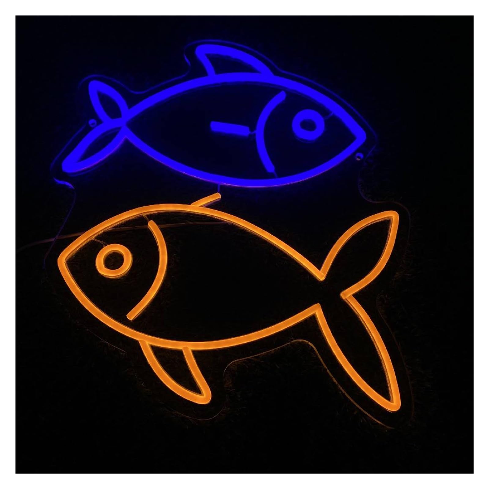 RONGCH Hanging Art Signs Fish Neon Sign for Seafood Restaurant for Fishing Shop Gameroom Bedroom Birthday Party Bar Livingroom Wall Decor(F)