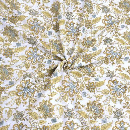Image of TOAIArt Premium Jaipuri Dohar | AC Blanket Summer Quilt | Hand Block Printed | 3 Layers | Reversible | 150GSM 100% Mulmul Cotton | 100% Cotton Flannel Filling | Queen 90 inch X 108 inch |Autumn Leaves