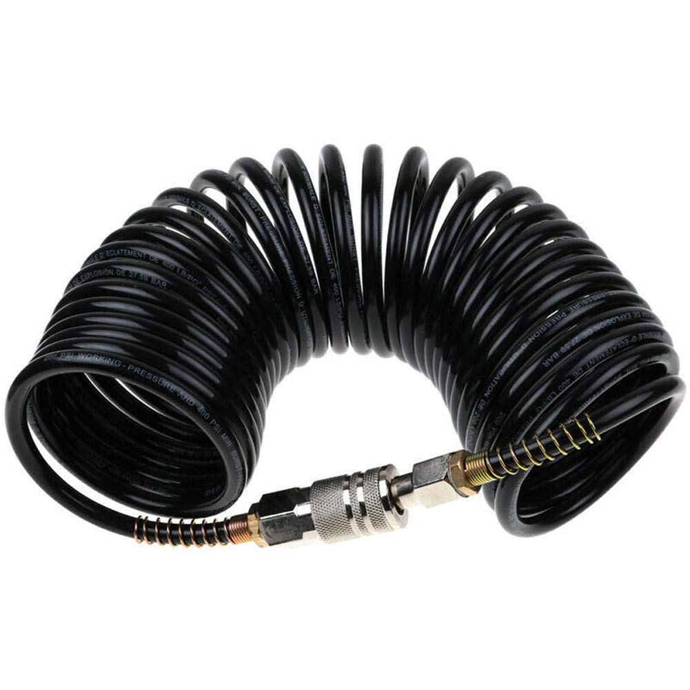 Amusingtao Coiled Air Compressor Hose,1/4 Quick Coupler Air Hose Extension Flexible PE Coil Compressor Pneumatic