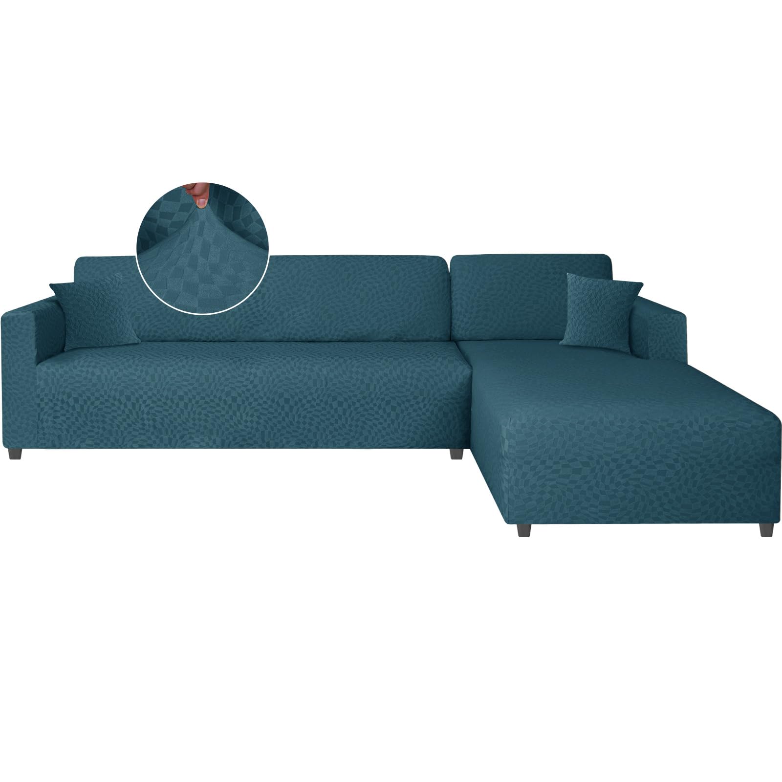 Ystyle Copridivano 3 Posti Con Penisola A Sinistra Destra, Elasticizzato Copridivano Angolare, Copridivano Chaise Longue, Copri Divano A L (3 Posti+3 Posti, Turchese)