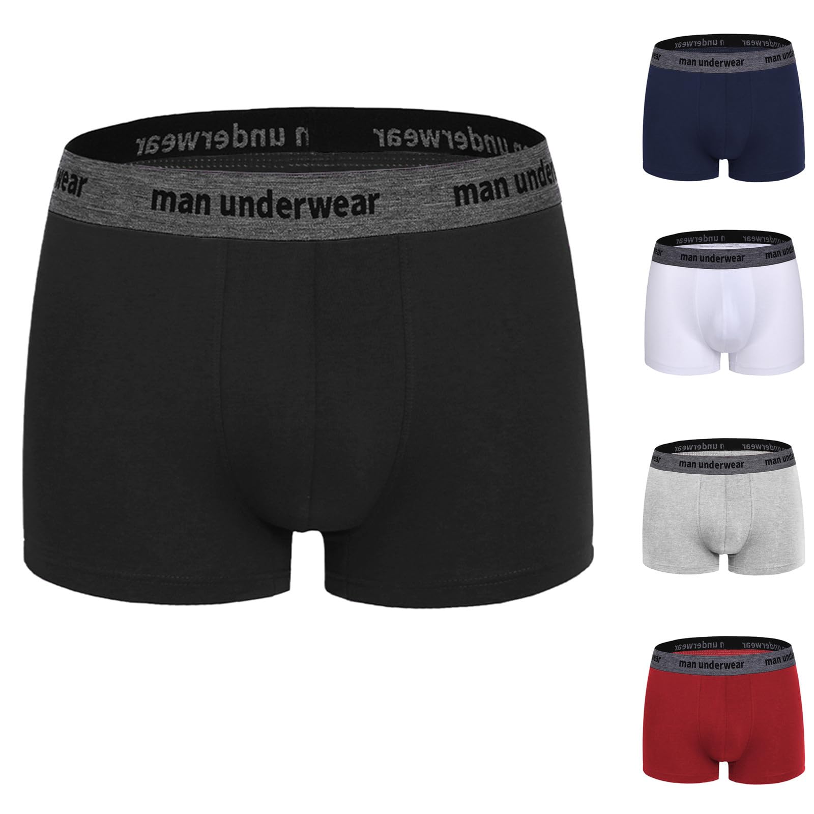 Mens Breathable Boxer Briefs Moisture Wicking Underwear Middle Waist Solid Color Comfortable Breathable Underwear