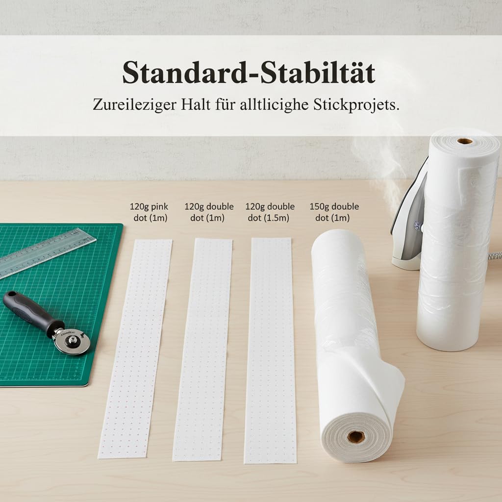 Vlieseinlage | Formstabile haftende Einlage für Nähprojekte, Textileinlage für DIY‑Bastelarbeiten, Taschen‑ und Kleidungszubehör