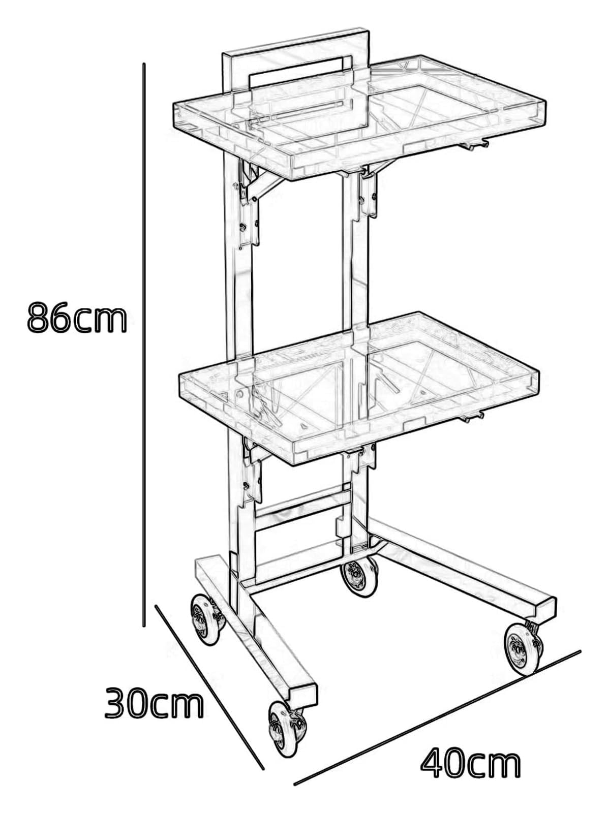 Carro utilitario rodante de Acero Inoxidable con Ruedas, Carrito de Almacenamiento Plegable, Soporte Organizador Resistente para Dormitorio, Estudio de Tatuajes, salón de Belleza y Uso domés