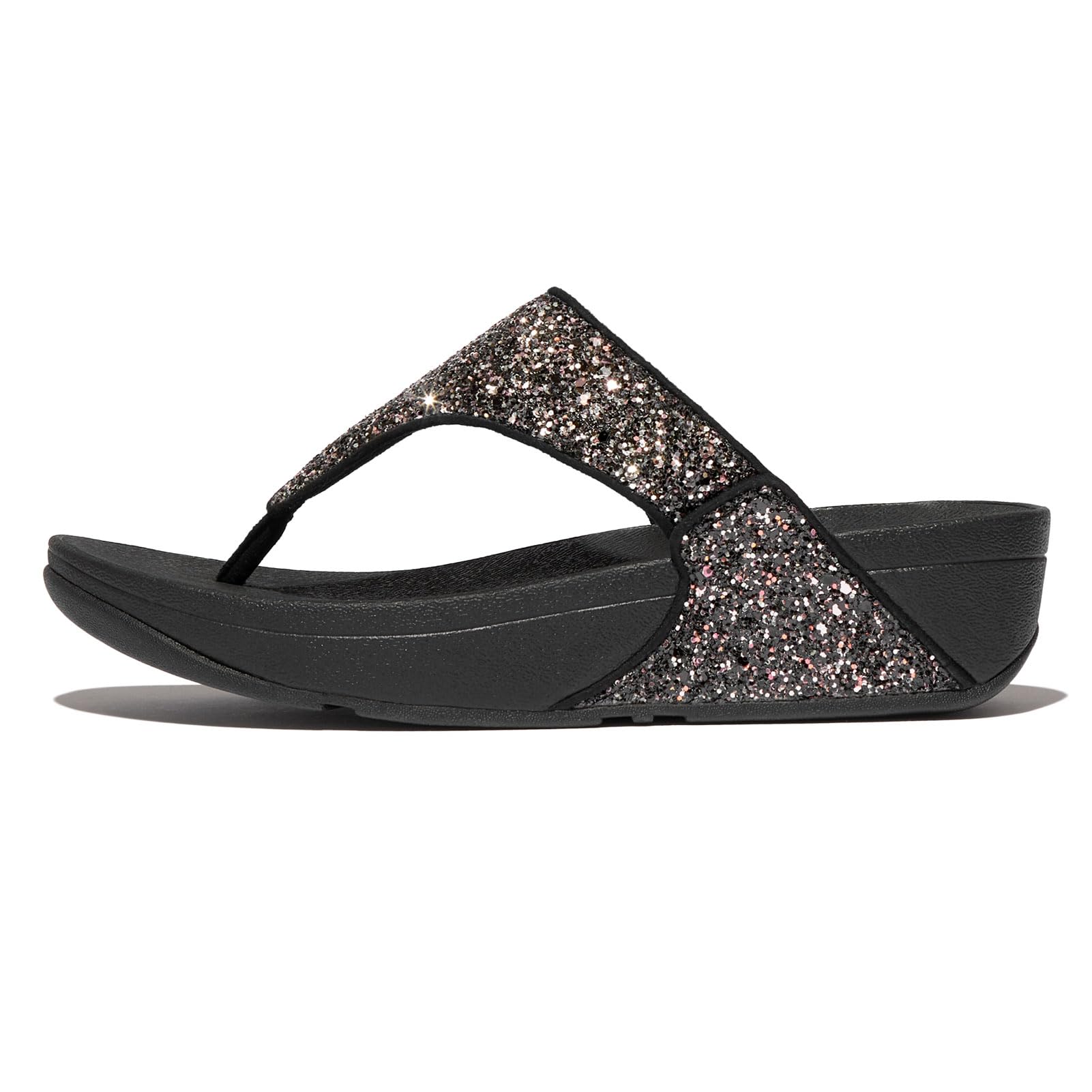 Fitflop Sandali da donna Lulu multi-​tonali con glitter, Nero, 40 EU