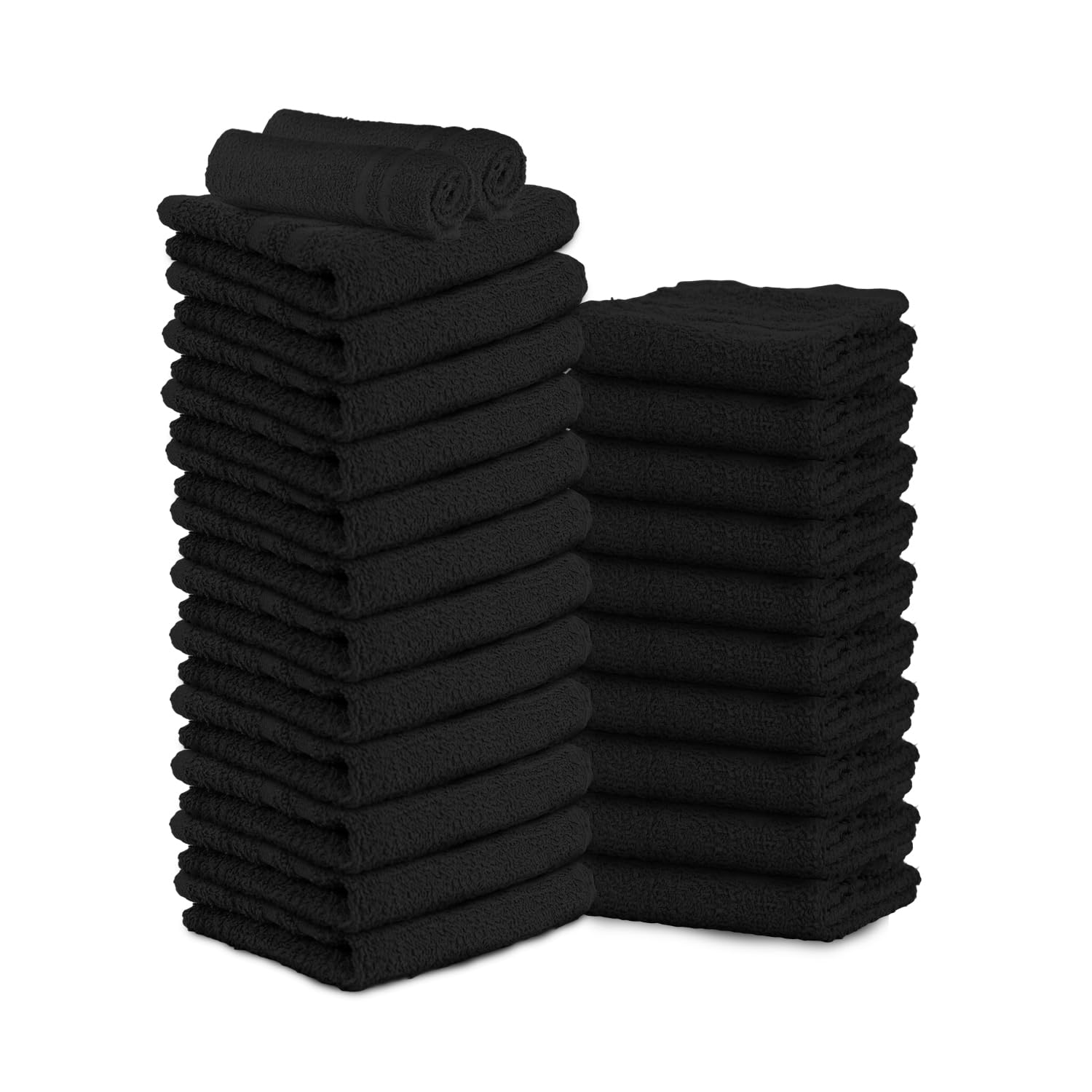 Photo 1 of 24 Pack Black Hand Towels 100% Cotton Spa Towels 16x27 inches Highly Absorbable Facial, Gym, Hair and Face Towels in Bulk