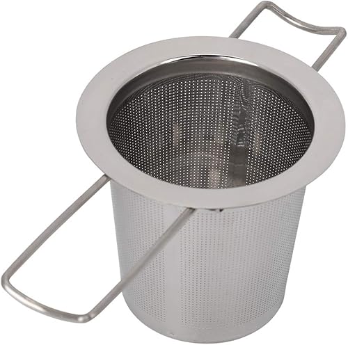 Infusor de té de acero inoxidable 188, colador de té de malla fina para hojas sueltas, remojador de té, filtro con tapa, asas dobles plegables,