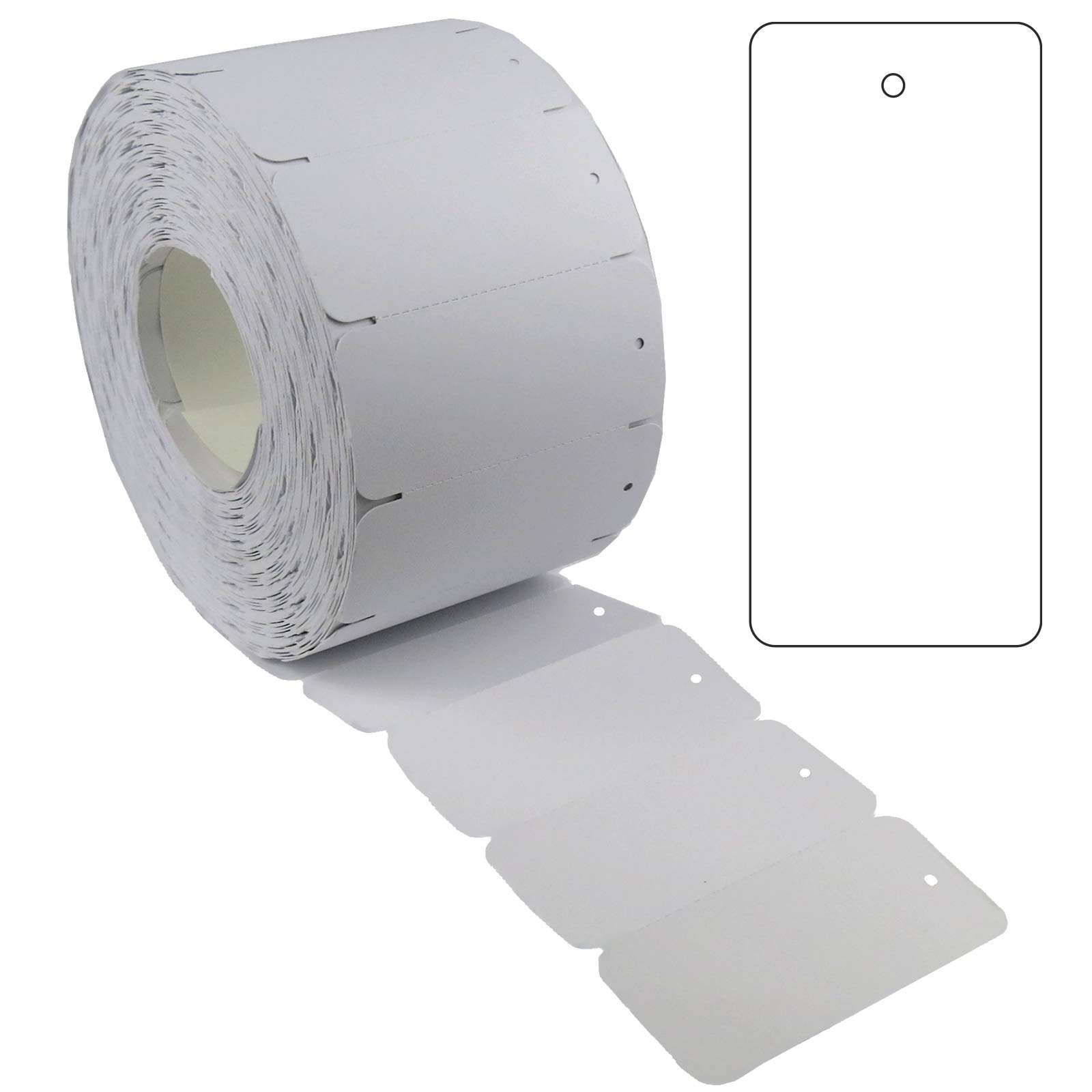 Produktbild von 1000 Kartonetiketten 35x45mm Weiß – Einzeln Geschnitten, Mit 3mm Lochung, Für Preisauszeichnung & Versand