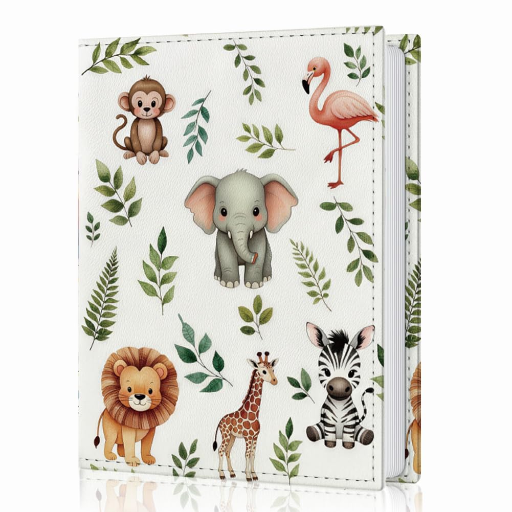 UNICRAFTALE 4x6 Photo Album Forest Animals Theme 170x140mm Rectangle PP Plastic Photocard Holder with Printed Imitation Leather Cover and 28 Pages Inner Paper for Family Memories Travel Photos