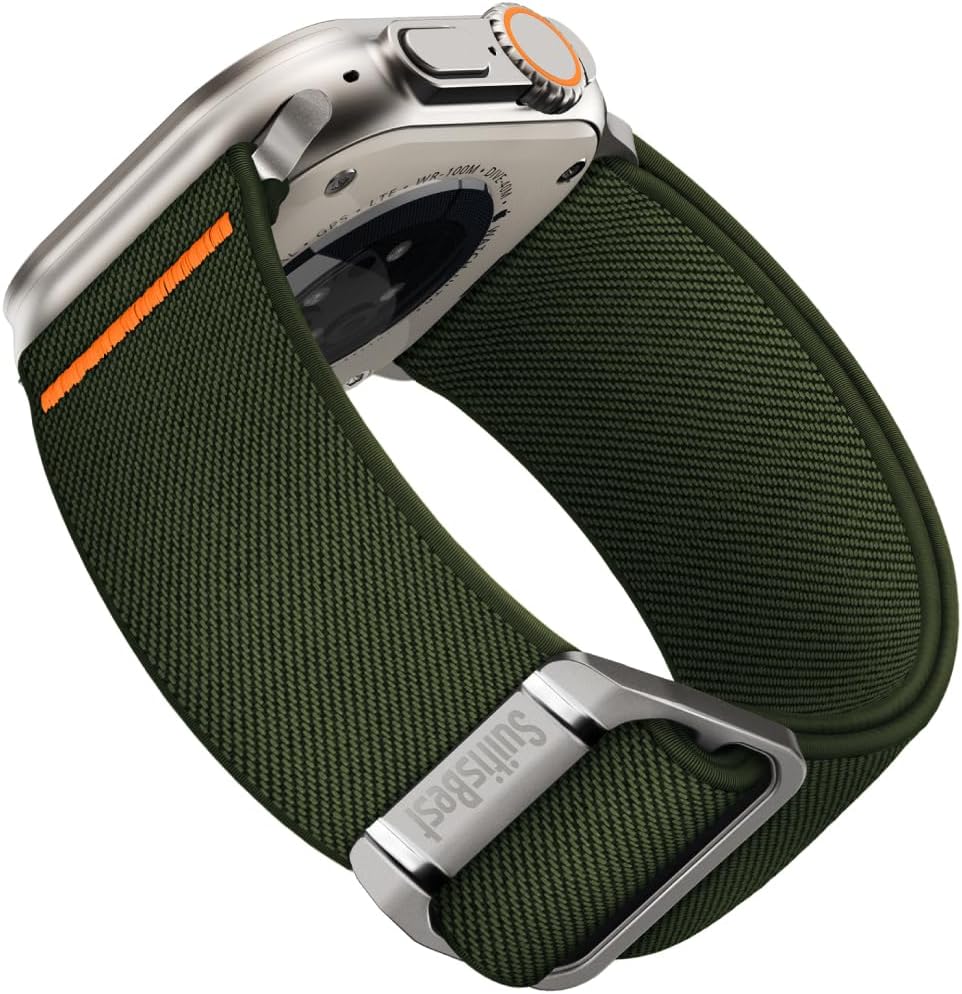 Suitisbest Sport Band for Apple Watch Ultra 2/Apple Watch Ultra Band 49mm 45mm 44mm 42mm for Men, Nylon Solo Loop Wide Replacement Strap for iWatch Series Ultra 8 7 6 5 4 3 SE