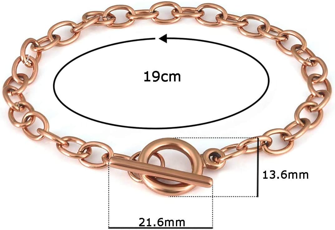 LANBEIDE 10Pcs Chain Bracelets Stainless Steel Link Bracelet Chains with OT Toggle Clasps for Jewelry Bracelet Making (C Rose Red)