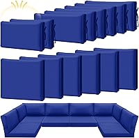 Vista 8 de Patelai 14 fundas impermeables para cojines de patio al aire libre, de 24 x 24 pulgadas, a prueba de rayos UV, fundas de asiento seccionales