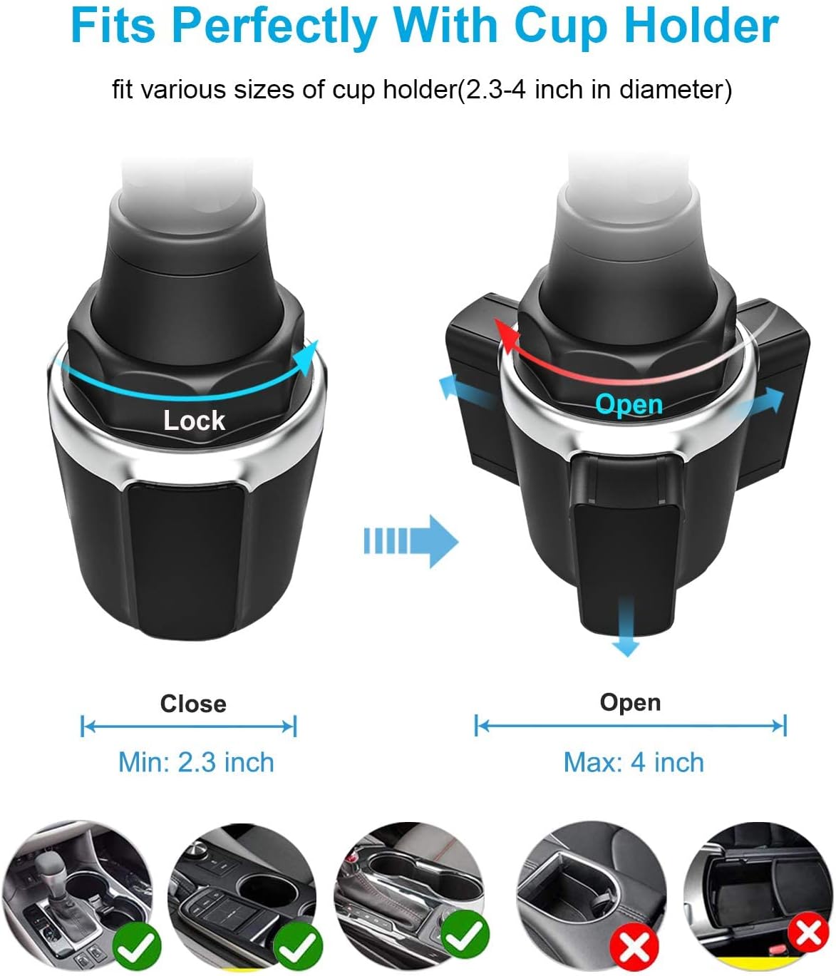 woleyi Cup Holder Tablet Mount, Car/Truck Cupholder Tablet Holder Stand Car Mount with Adjustable Arm, Compatible with iPad Pro, Air, Mini, Galaxy Tab, Z Fold, Fire HD, iPhone and More 4.7-13" Devices