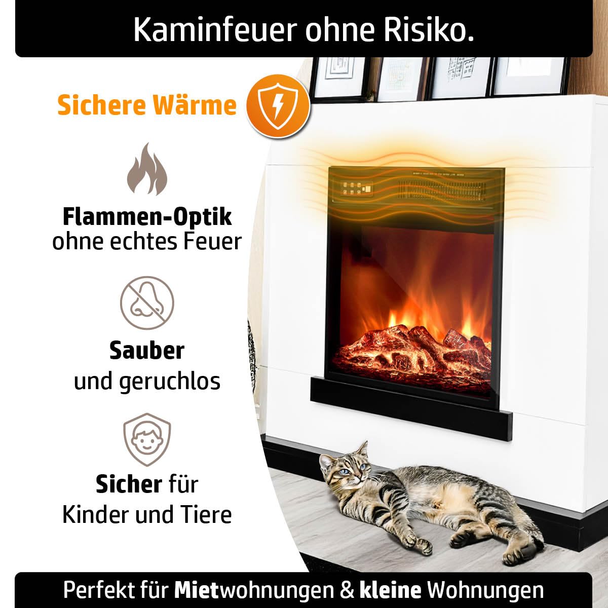 Elektrokamin | 2 Heizstufen | 900W - 2000W | viele Modelle | LED - 3D Flammeneffekt mit Farbwechsel | inkl. Fernbedienung Timer & Thermostat | Überhitzungsschutz | Flair