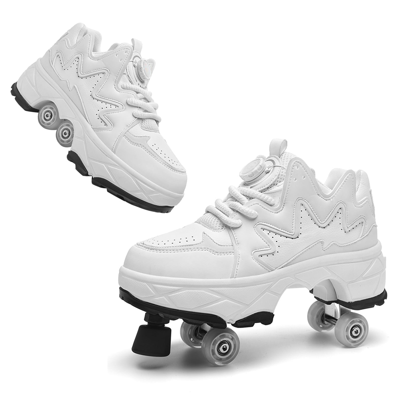 Roller Skate Shoes Jungen Mädchen Rollschuhe Schuhe mit Rollen 4-Rad Skateboardschuhe, Verstellbar Skateboard Schuhe mit Rollen für mädchen, Outdoor Sportschuhe für Kinde und Erwachsene