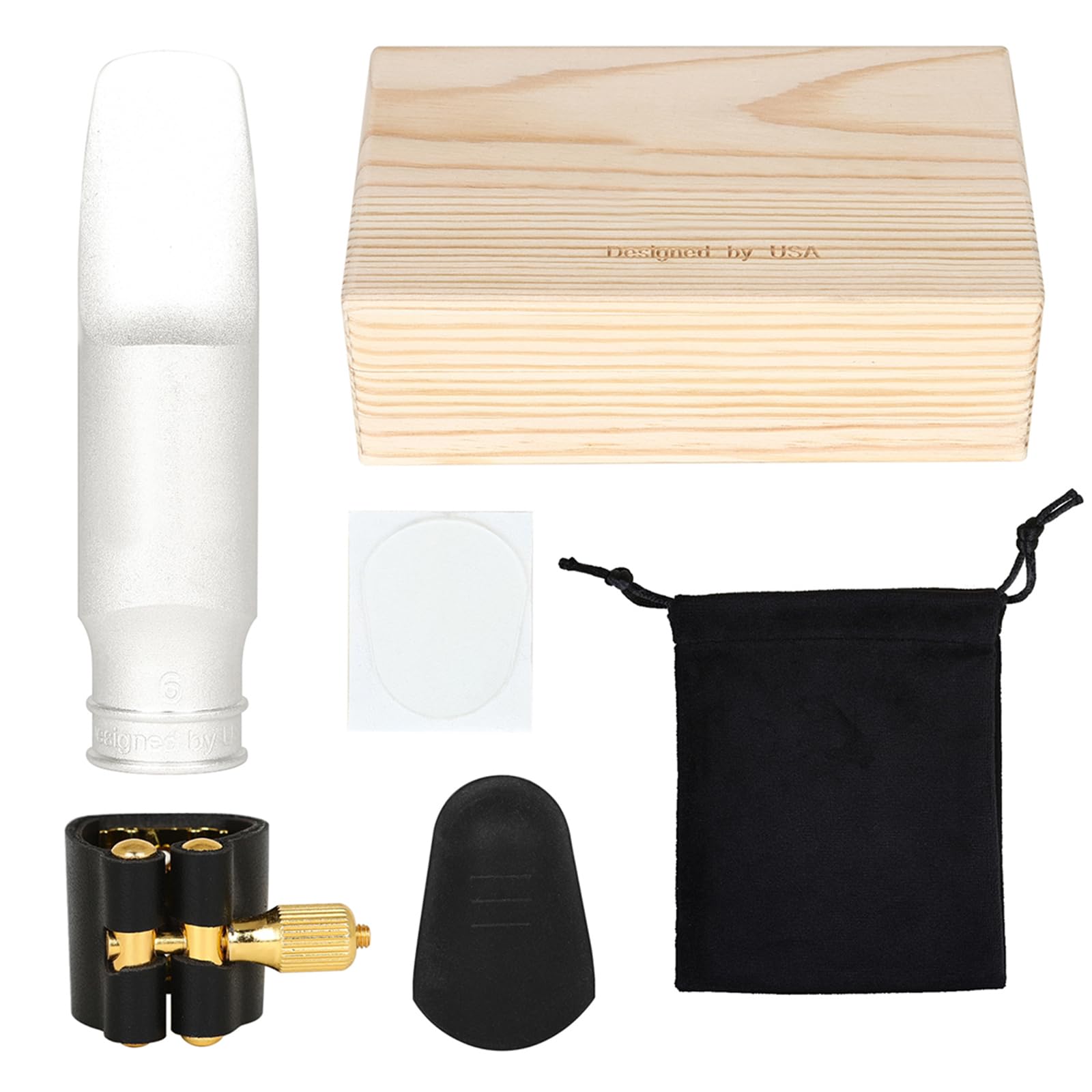 Boquilla profesional para saxofón Altos de latón y metal, boquillas planas para saxofón E con ligadura y tapa, accesorios de latón E Flat Saxofón