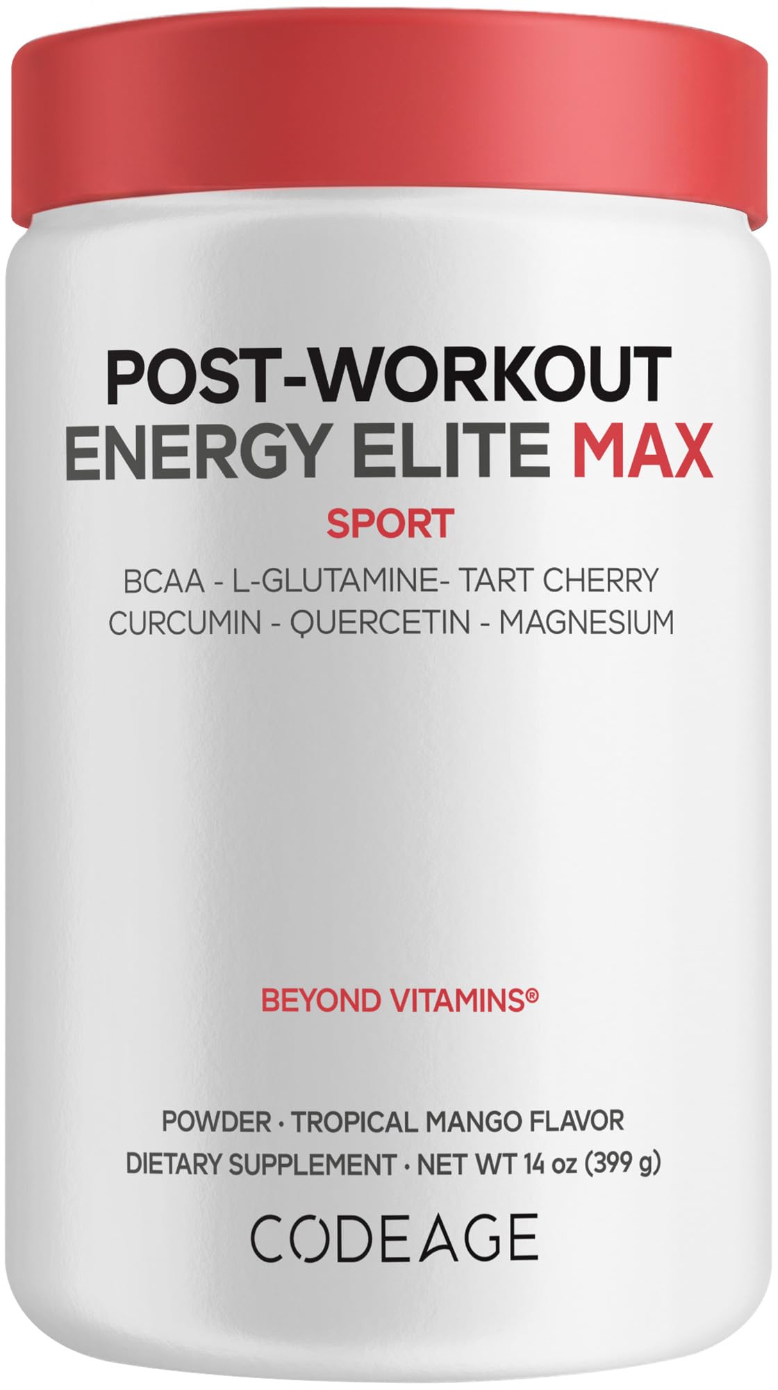 Codeage Post-Workout Recovery, BCAA, Glutamine, Electrolytes, Mango, 14 oz