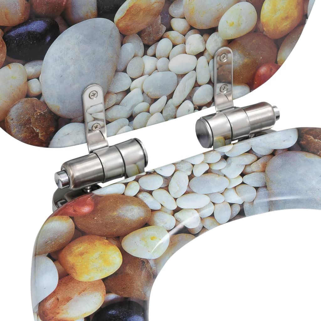 Homgoday Deski sedesowe 2 szt. z miękkimi pokrywkami MDF Pebbles Design osprzęt do toalet i bidetów
