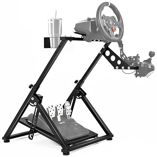 Anman Foldable Driving Gaming Wheel Stand Fit for Logitech G25 G27G29G923 Thrustmaster PXN V9 Adjustable Steering Wheel Stand,Not Included