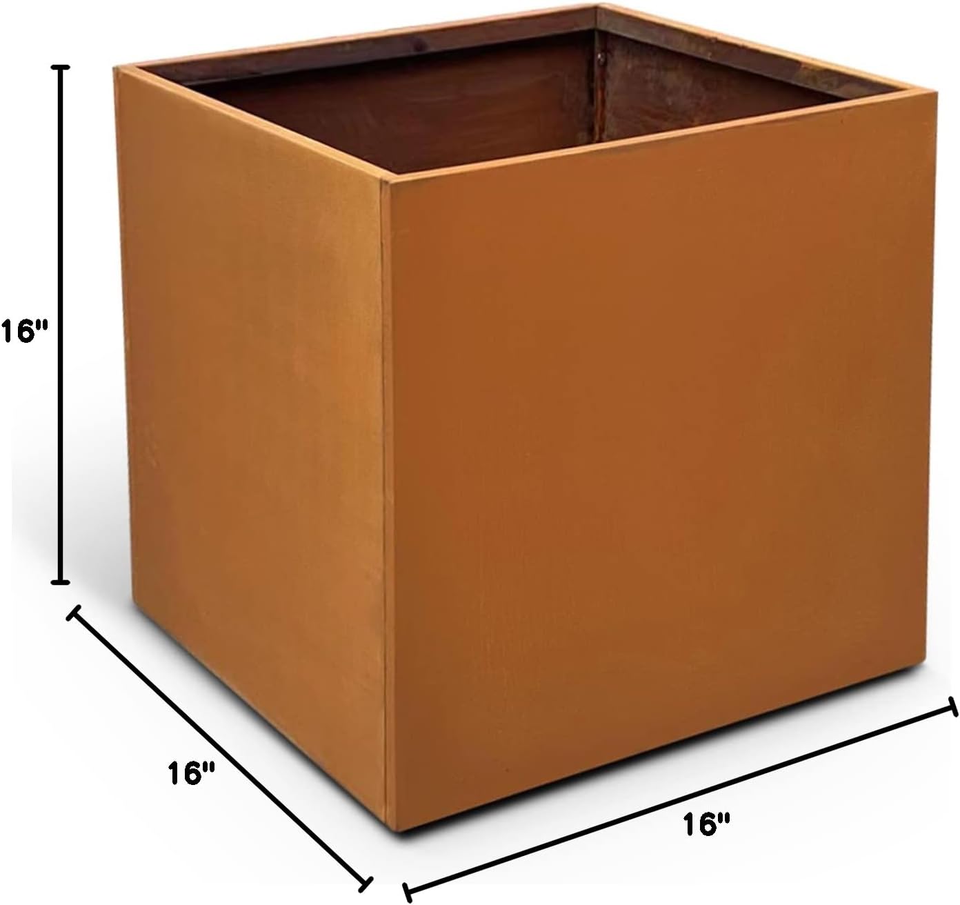 Corten Steel Planter Box Metal Planters Square Outdoor Steel Planter Cube Rustic Flower Pot 16 Inch for Commercial Residential Garden Patio and Backyard