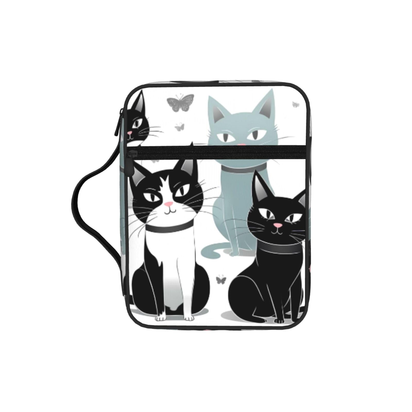 Black And White Cats Bible Cover Case Waterproof Bible Bag With Handle Organizer Storage Book Cover For Bible Study