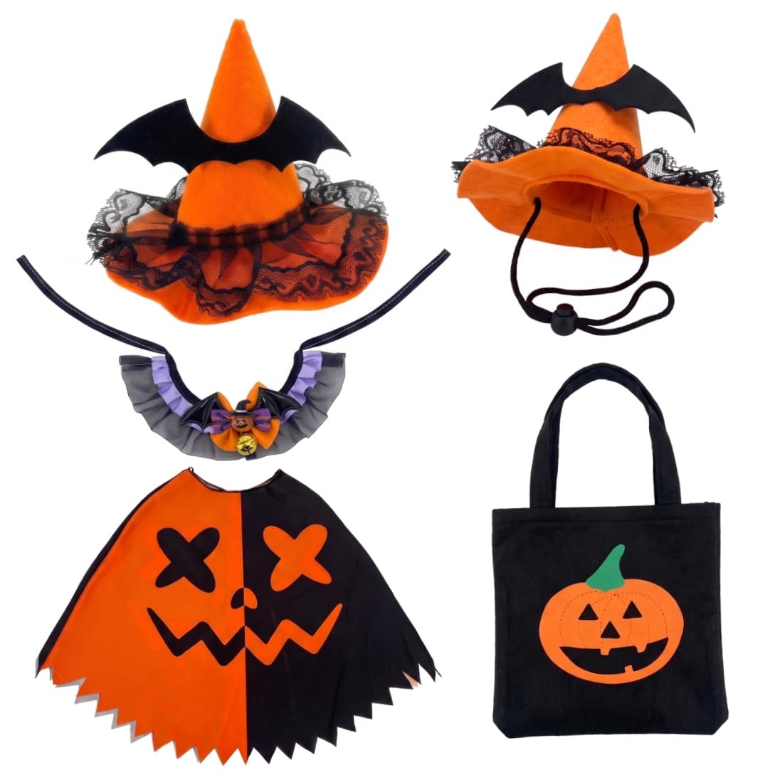 CNAFGBGG Witch Pumpkin Halloween Outfits 23'' Lawn Goose, 4-piece