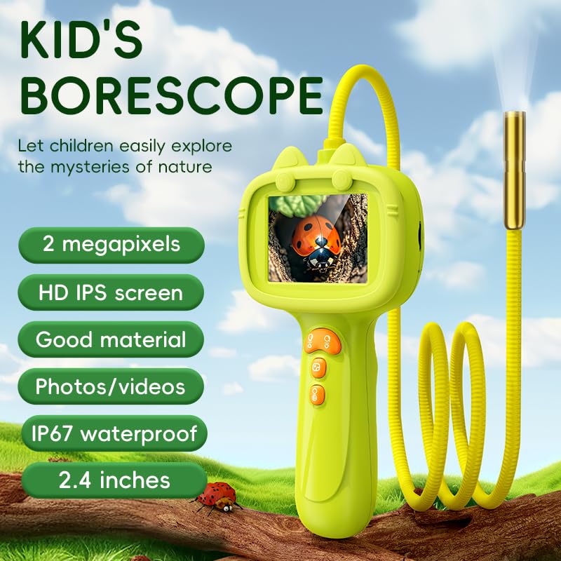 Telecamera Serpente Periscopio Per Bambini - Impermeabile IP67, Schermo 2.4", Luce LED, Per Esplorazione Outdoor