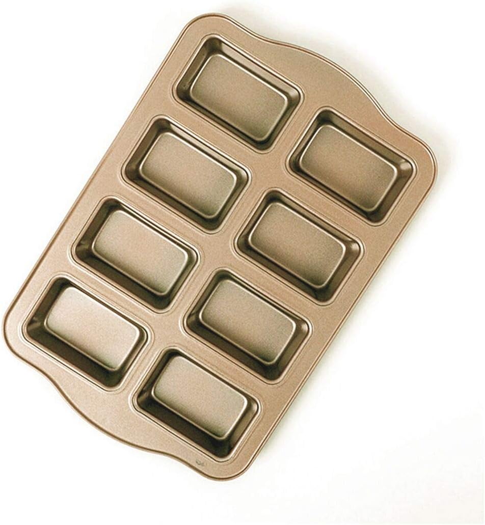 Mini Loaf Pan 8-Cavity Carbon Steel Bakeware Non-Stick Bread Baking Tray One-Piece Design