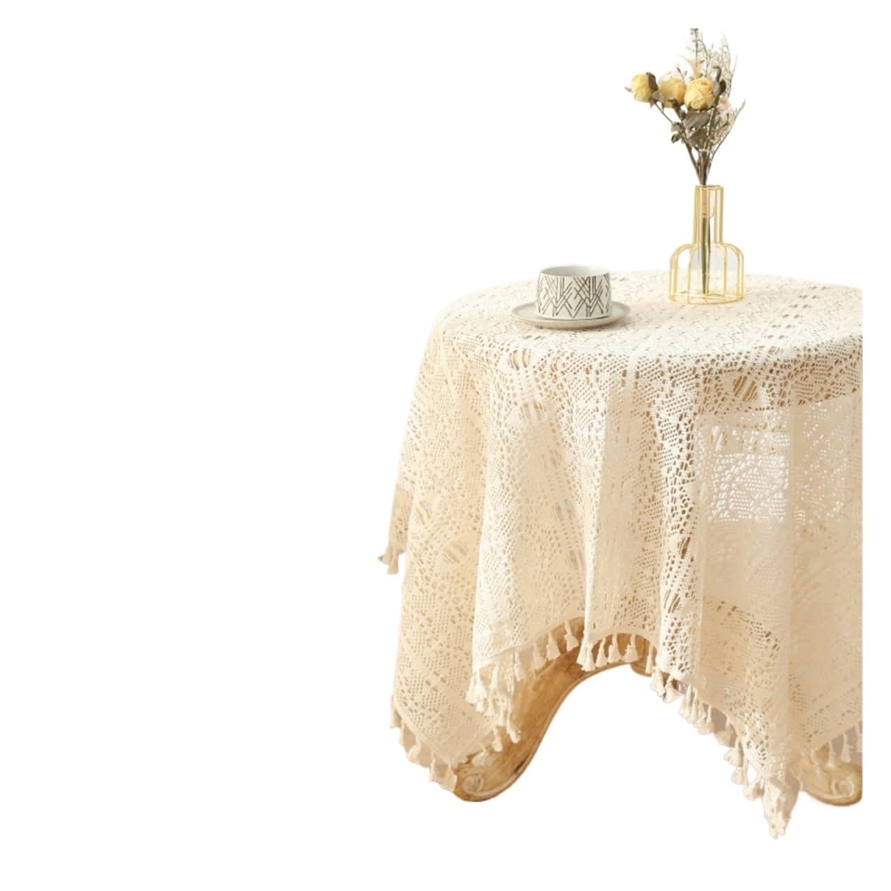 VIOLDHHJK Lace Tablecloth Vintage Handmade Crochet Tablecloth Macrame Lace Table Cloth Covers Rectangle For Kitchen Dinning Tabletop Party(Color 8,1Pc 120x120cm)