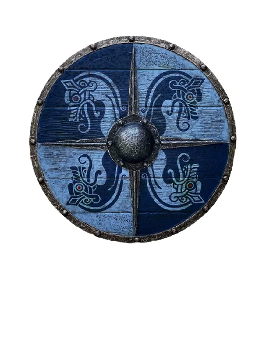 Scudo medievale vichingo armatura scudo medievale rotondo in legno completamente drago scudo