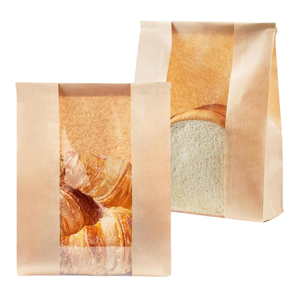 Bolsas de pan grandes para tostadas con ventana transparente y papel kraft