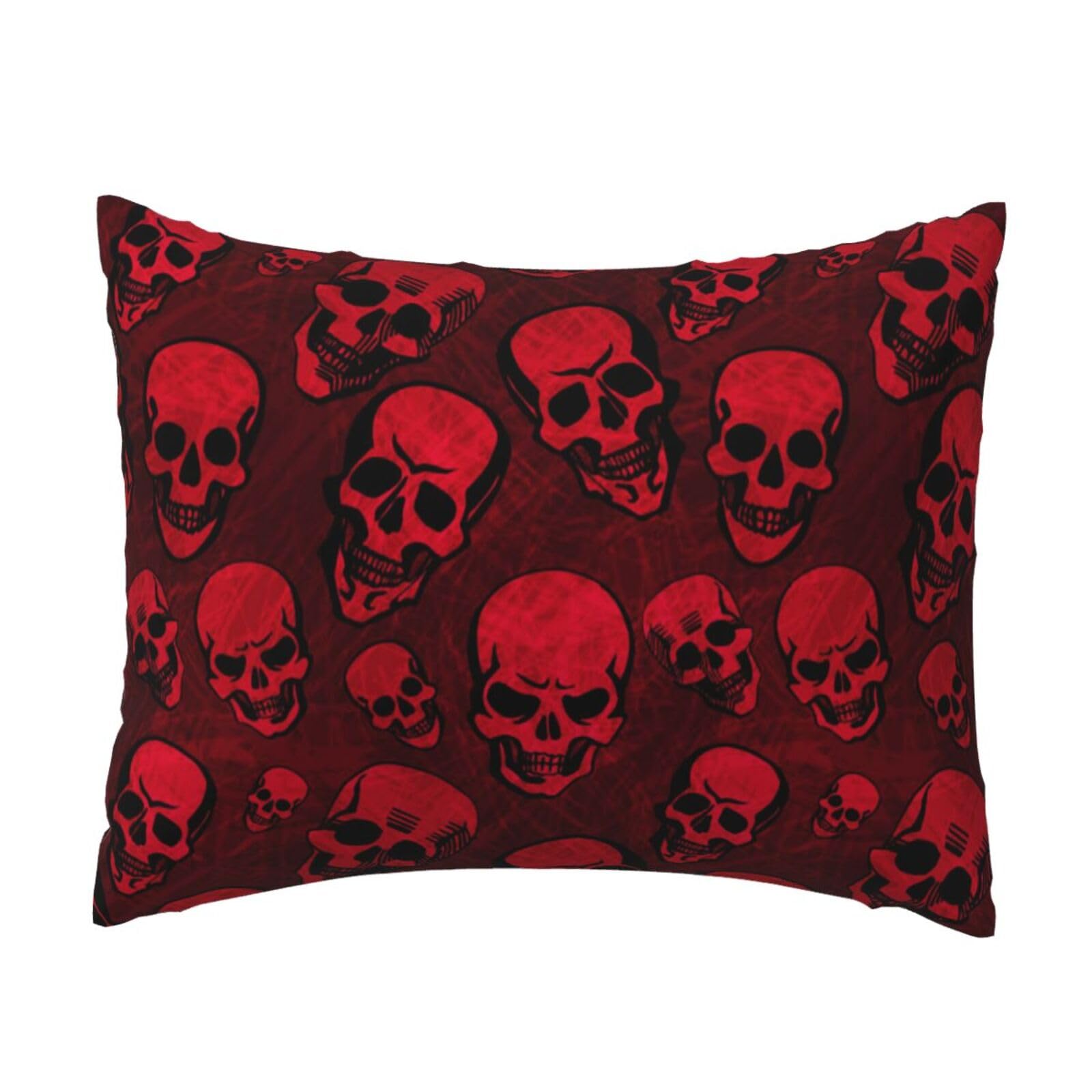 WSHFFILO Red Skulls printed Pillow Case 20x26in Decorative pillowcase Throw Pillow Cover