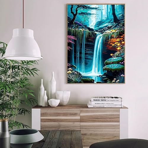 Miniatura 3 de MjhRcll Pintura por número, pintura por números para adultos y principiantes, kits de pintura acrílica en cascada sobre lienzo por números, pintura