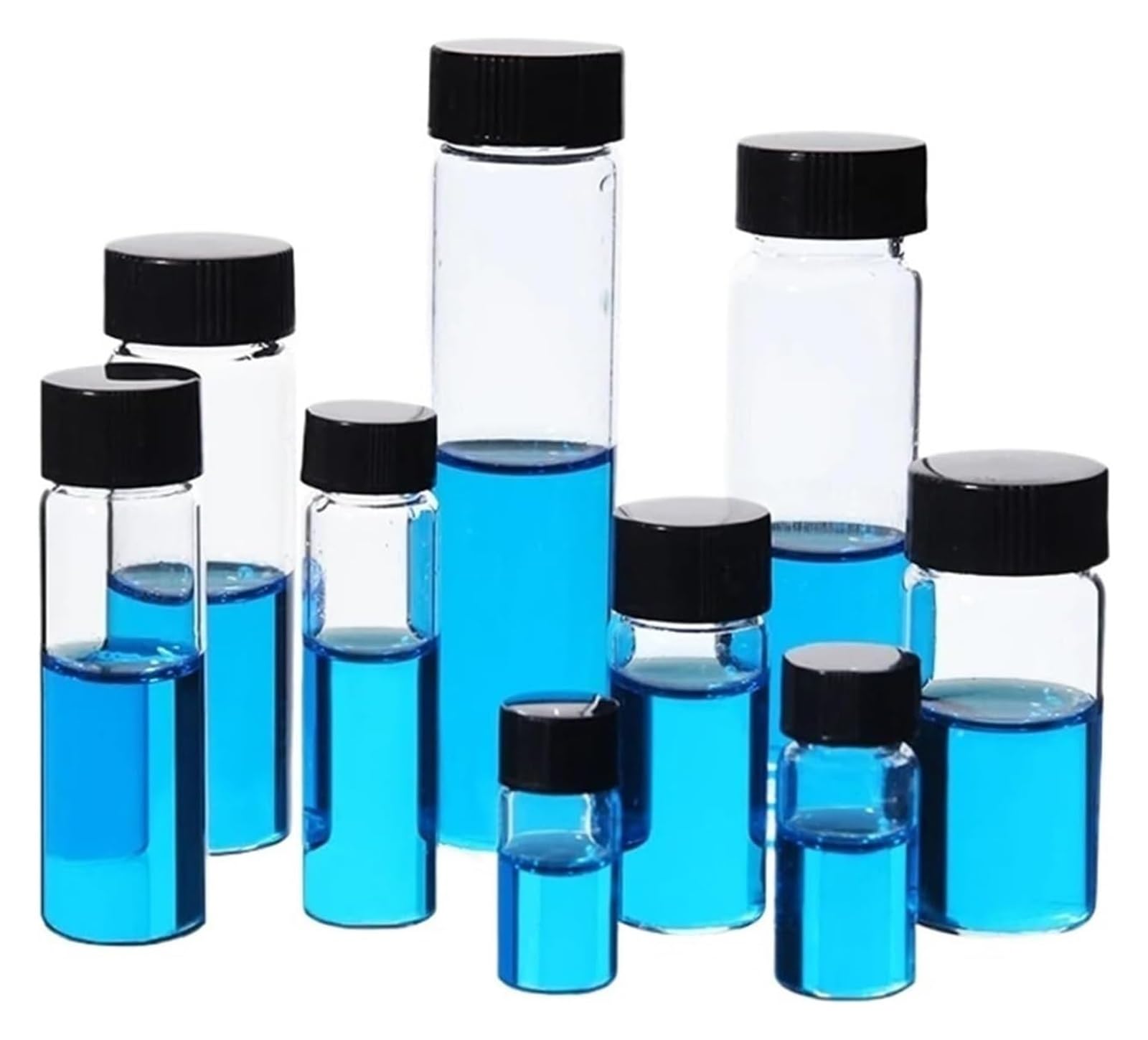 Botella para reactivos de Laboratorio, Tubo de ensayo de Vidrio con Tapa de Rosca for Botella de Aceite Esencial, Transparente, con Tapa de PP y Almohadilla de PE.(20 ml 20pcs)