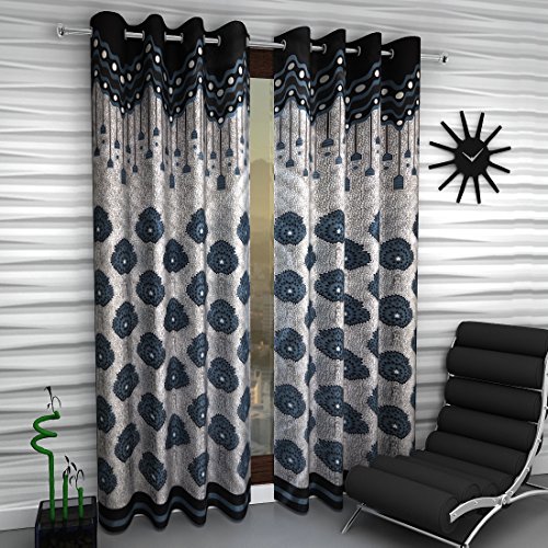 Image of Home Sizzler 1 Piece Eyelet Polyester Window Curtain - 5 ft, Grey