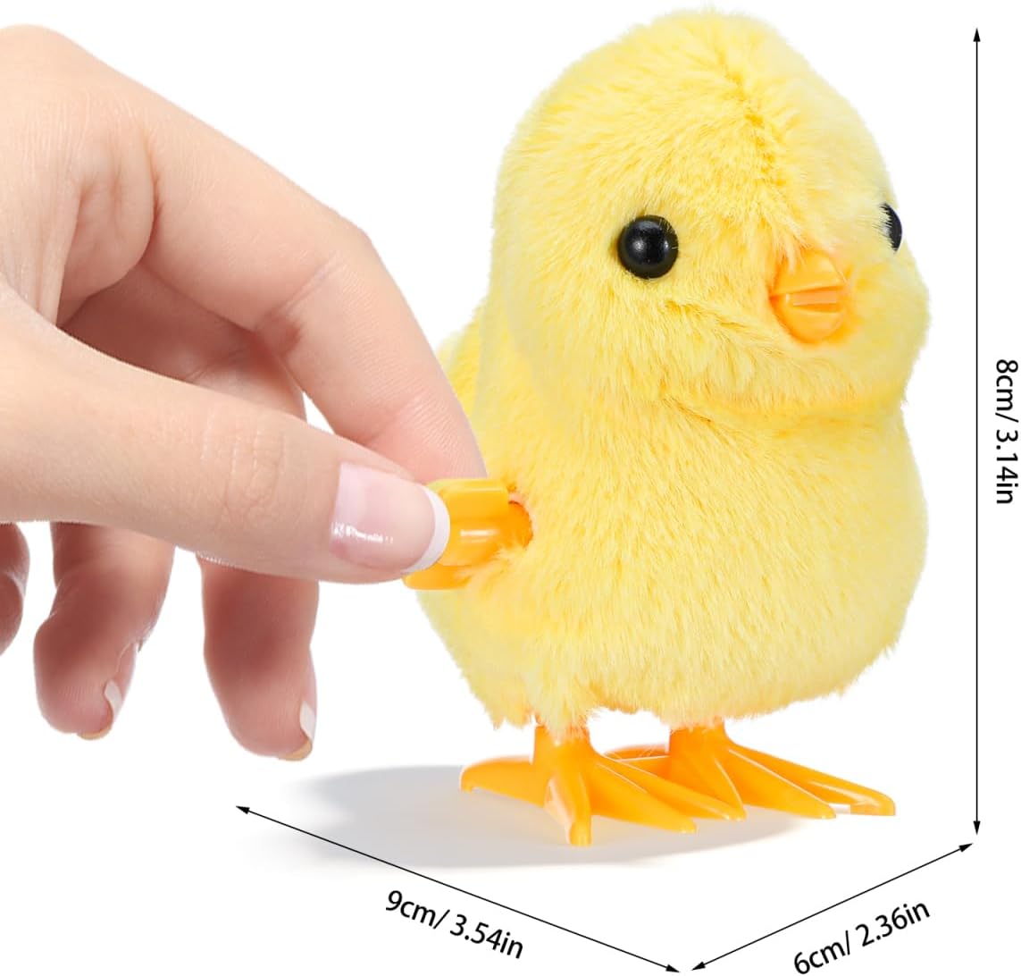 Clockwork Jumping Chicken Wind Up Chicken, 3.54in Simulation Plush Chick Funny Toys, Cute Plush Hopping Chicks Novelty Spring Windup Toys for Kids Toddler Easter Egg