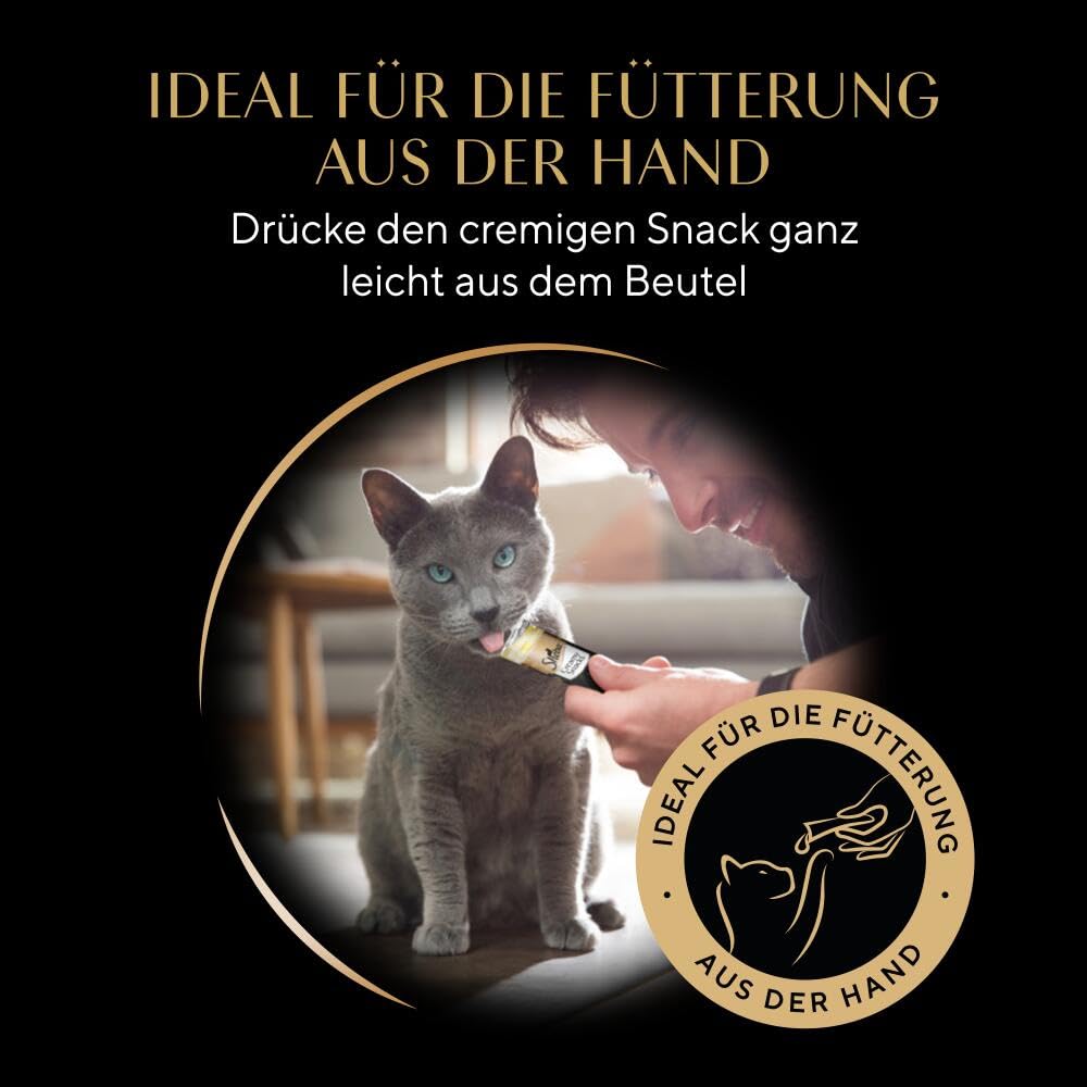 SHEBA Beutel Creamy Snacks für Katzen mit Huhn cremiger Snack in Portionsbeuteln 11 x 4 x 12g